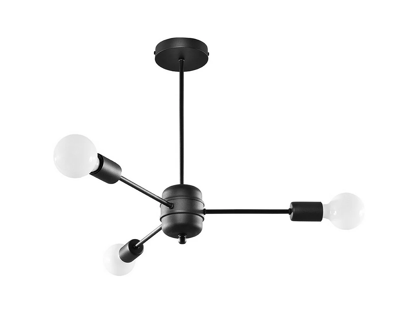 Sollux Lighting Lango Plafonnier semi-affleurant à bras multiples, noir, 3x E27