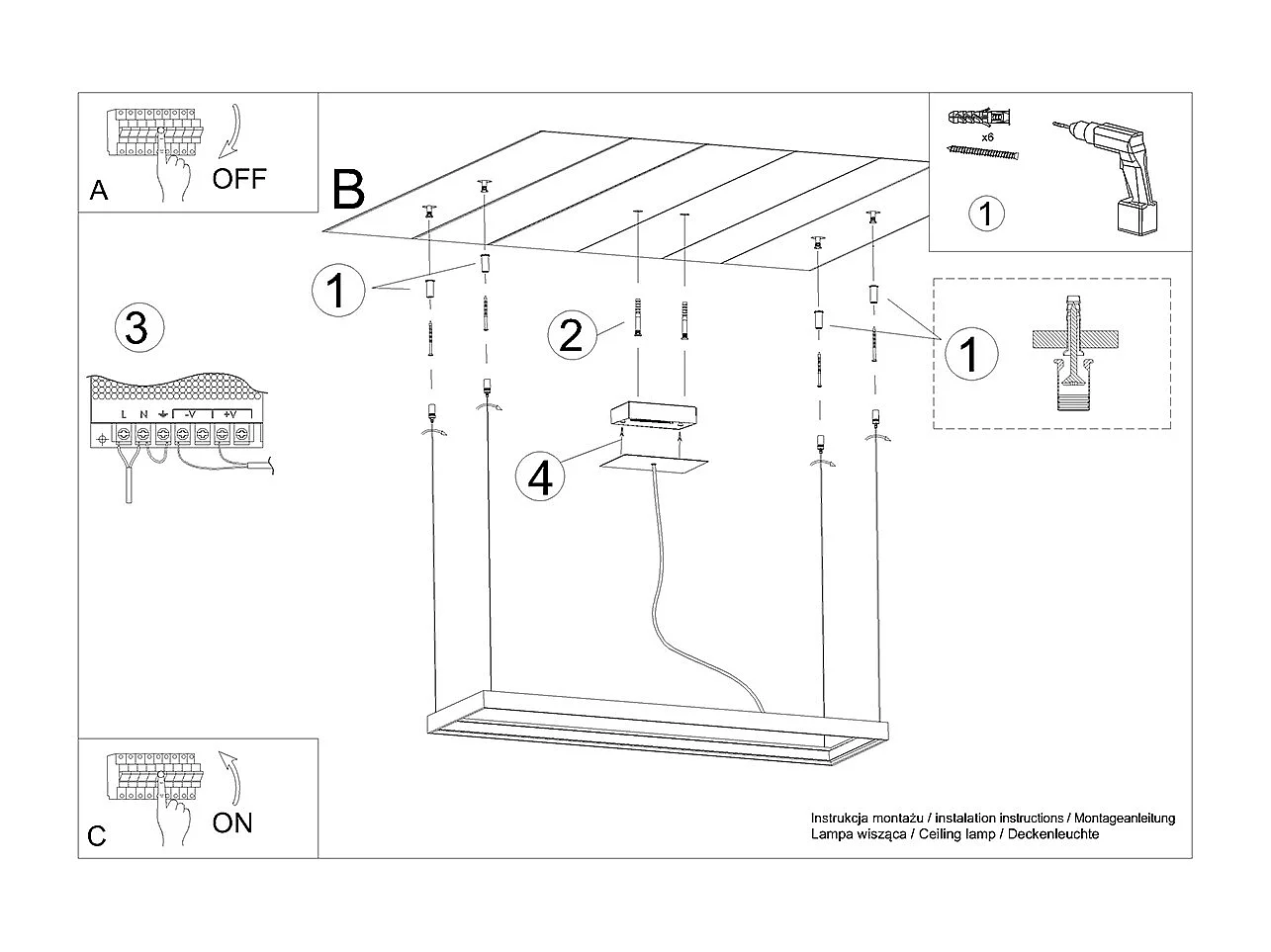 Sollux Lighting Tuula Luz de techo colgante rectangular LED integrada, blanca, 3000K, 5751lm