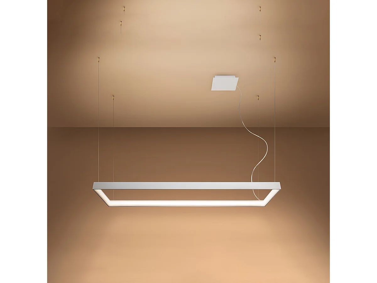 Sollux Lighting Tuula Plafonnier suspendu rectangulaire à DEL intégré, blanc, 3000K, 5751lm
