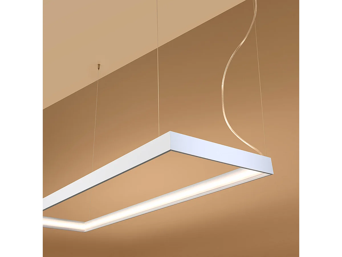 Sollux Lighting Tuula Plafonnier suspendu rectangulaire à DEL intégré, blanc, 3000K, 5751lm
