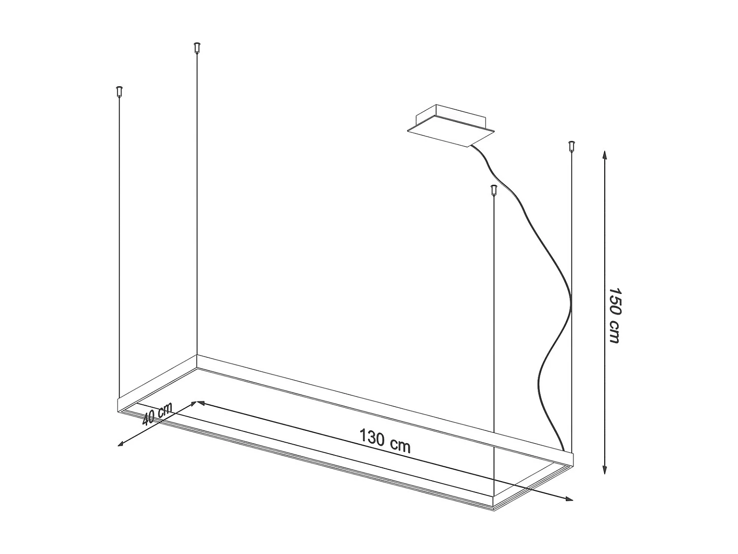 Sollux Lighting Tuula Plafonnier suspendu rectangulaire à DEL intégré, blanc, 3000K, 5751lm