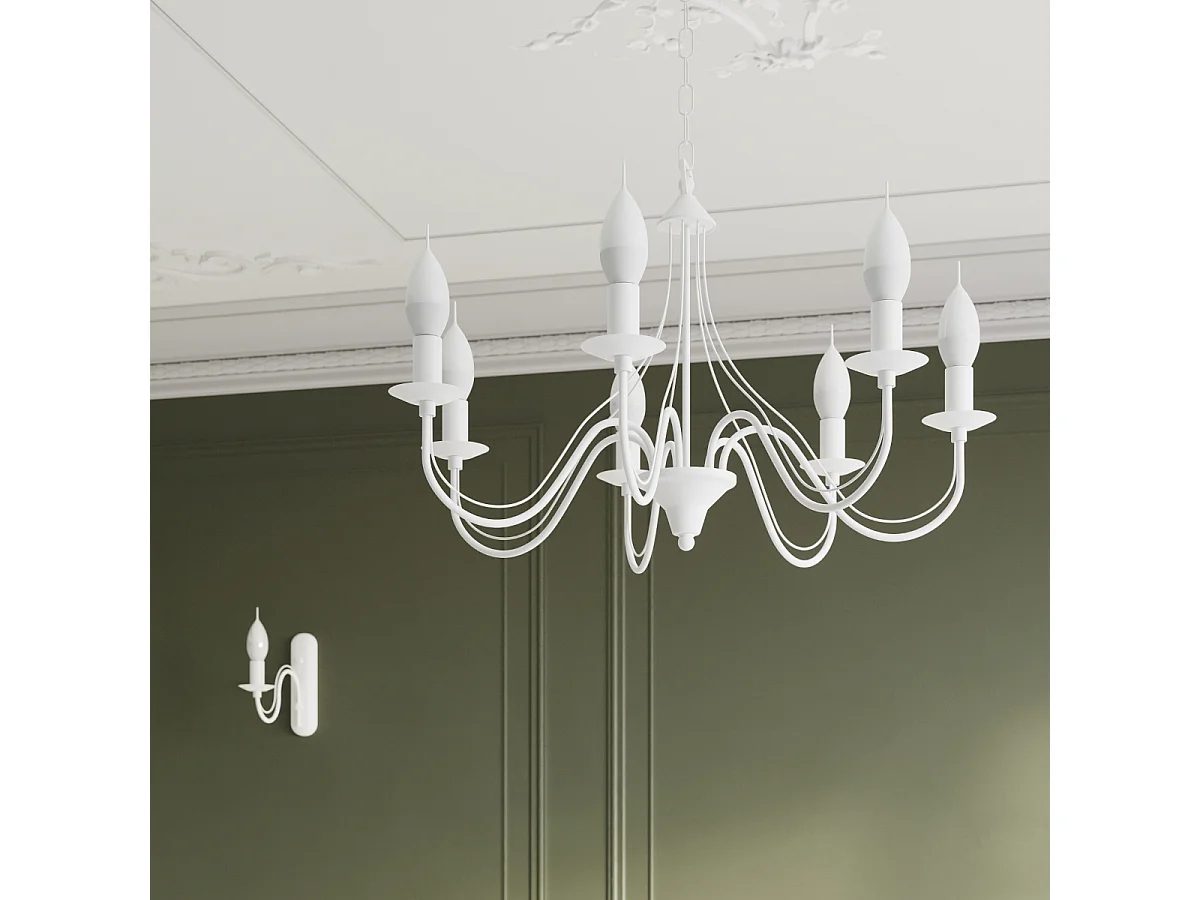 Sollux MINERWA - Lampadario a 5 luci multibraccio bianco, attacco E14