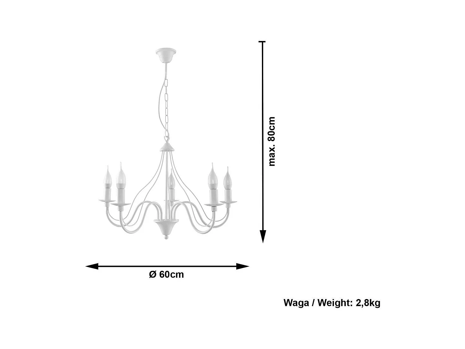 Sollux MINERWA Lustre à 5 bras multiples blanc, E14