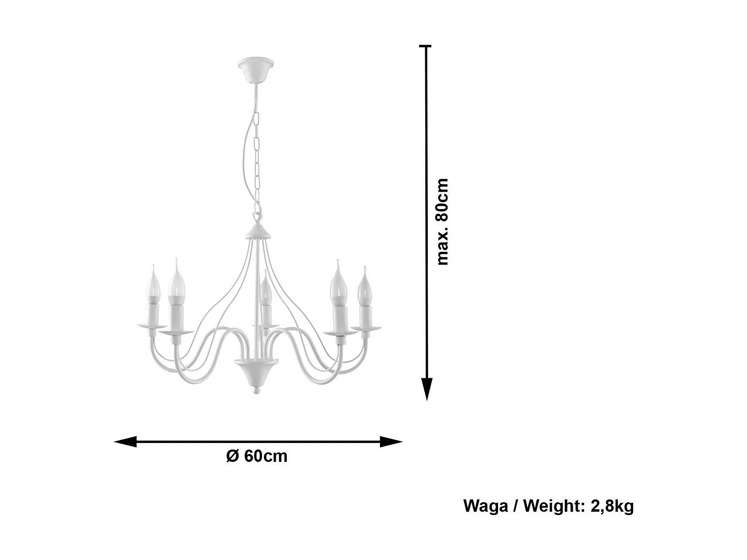 Sollux MINERWA Lustre à 5 bras multiples blanc, E14