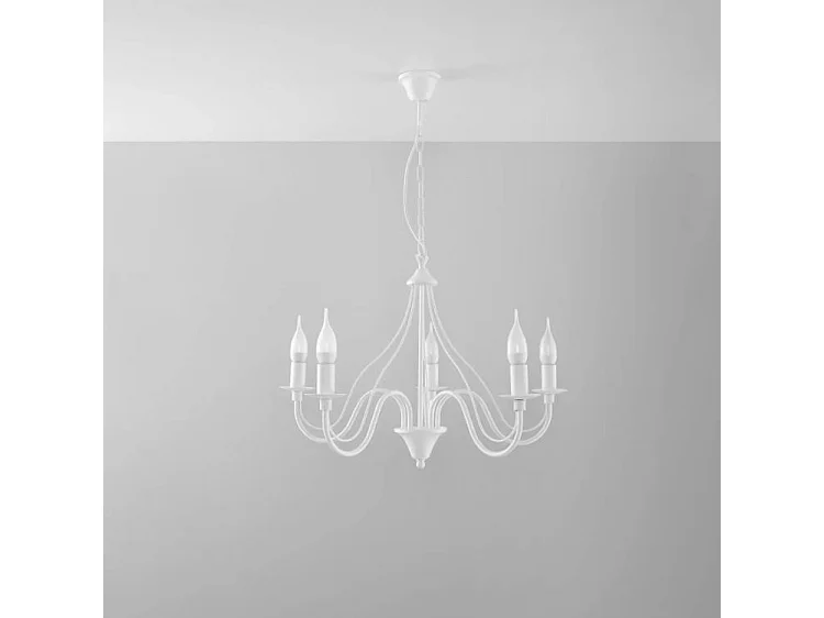 Sollux MINERWA - Lampadario a 5 luci multibraccio bianco, attacco E14