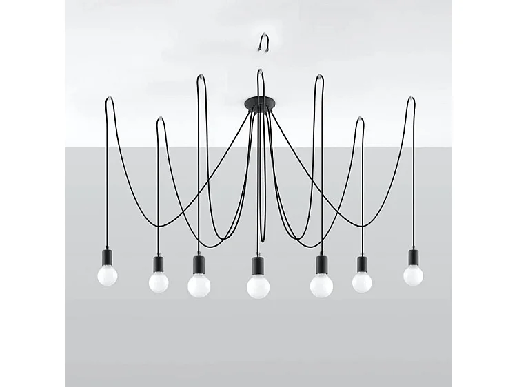 Sollux EDISON - 7 licht Cluster-Hängelampe Anhänger Schwarz, E27