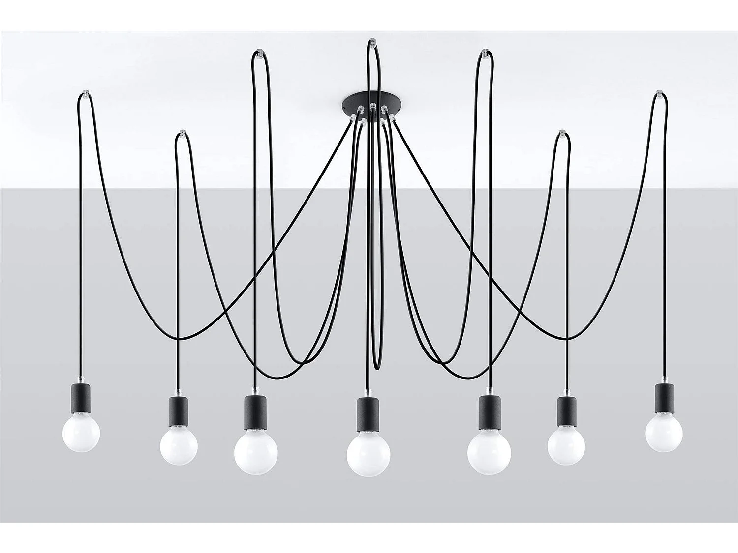 Sollux EDISON - 7 licht Cluster-Hängelampe Anhänger Schwarz, E27