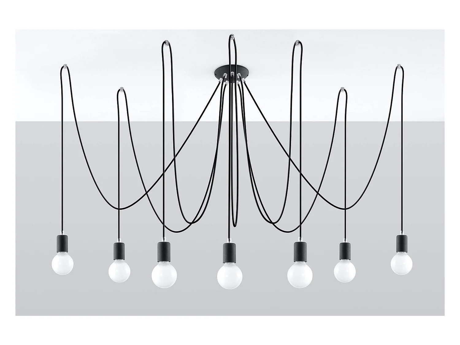 Sollux EDISON Suspension à 7 grappes de lumière noire, E27