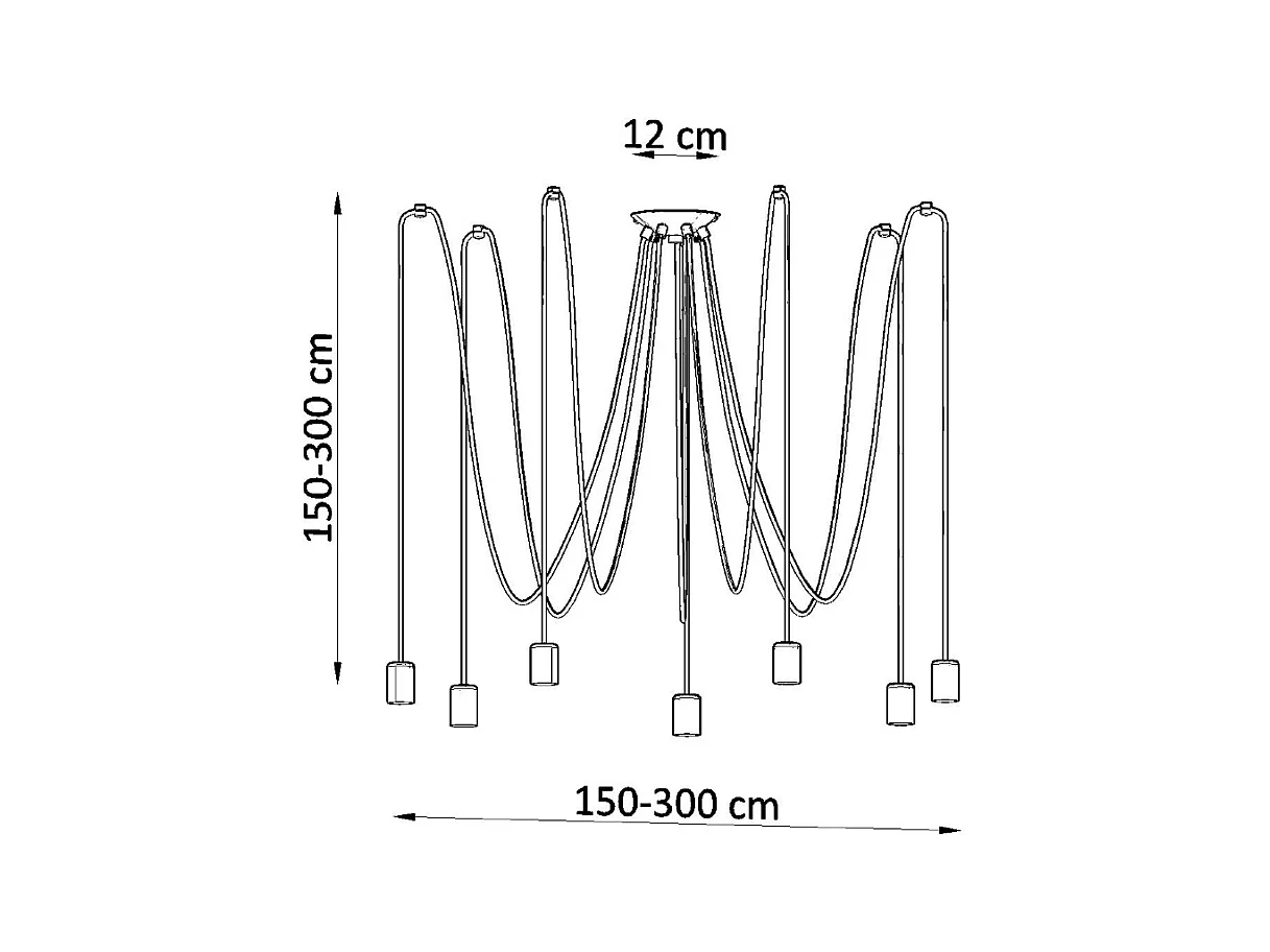Sollux EDISON Suspension à 7 grappes de lumière noire, E27