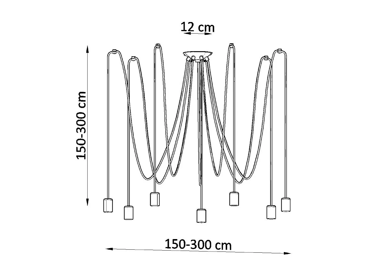 Sollux EDISON Suspension à 7 grappes de lumière noire, E27