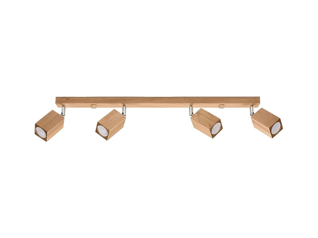 Sollux Lighting Keke Barre de spots de plafond carrée en chêne, bois, 4x GU10