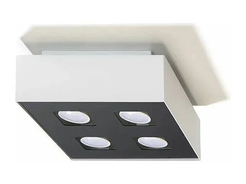 Plafony Minimalistyczny Mono, Stal - 4 Źródło - L.24 X H.11 Cm - Biały/Czarny