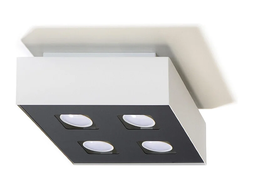 Plafony Minimalistyczny Mono, Stal - 4 Źródło - L.24 X H.11 Cm - Biały/Czarny