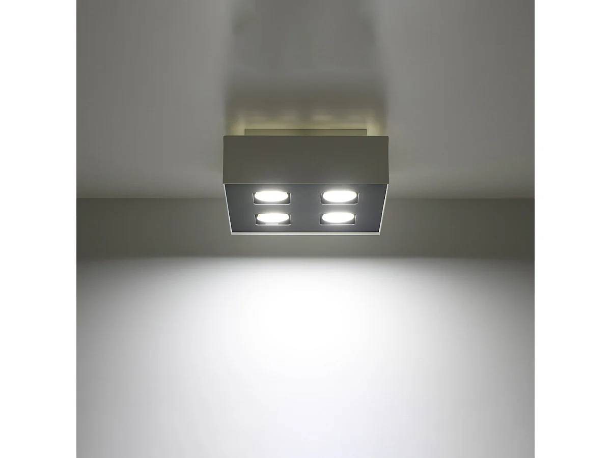 Plafony Minimalistyczny Mono, Stal - 4 Źródło - L.24 X H.11 Cm - Biały/Czarny