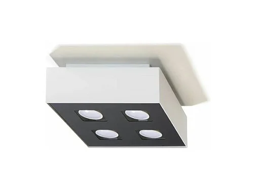 Plafonniers Mono Minimaliste En Acier - 4 Sources Lumineuses - L.24 X H.11 Cm - Blanc Noir