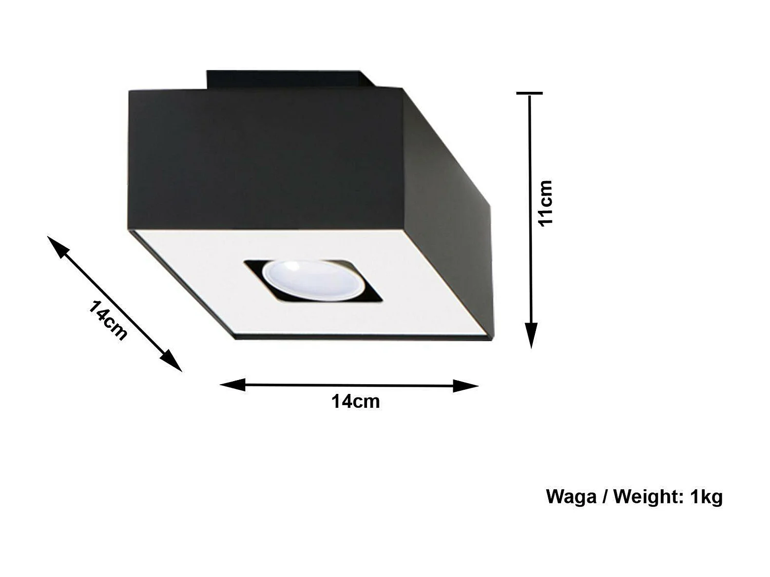 Sollux MONO Downlight à 1 lumière monté sur surface noir et blanc, GU10