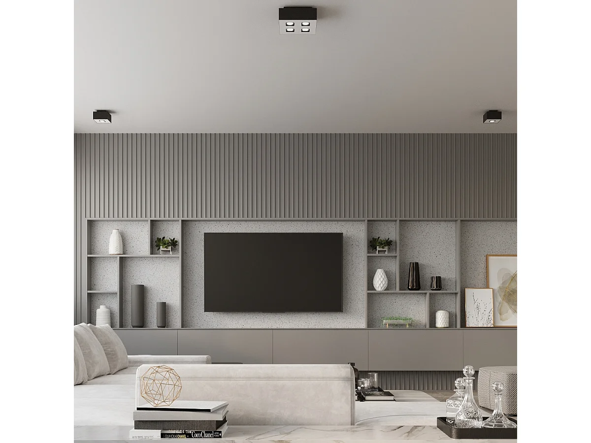 Sollux MONO Downlight à 1 lumière monté sur surface noir et blanc, GU10