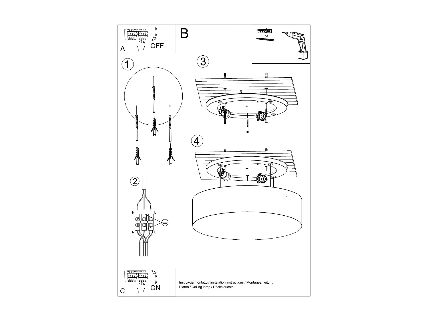 Sollux ARENA Plafonnier Cylindrique Blanc 25cm E27