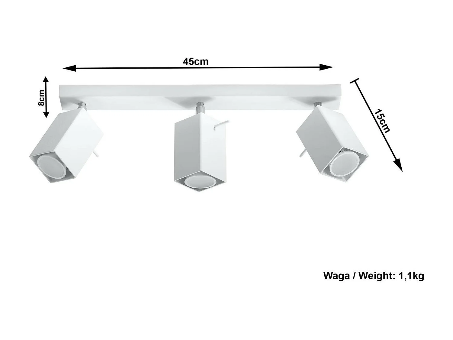 Sollux MERIDA Barre de projecteur à 3 lumières blanc, GU10