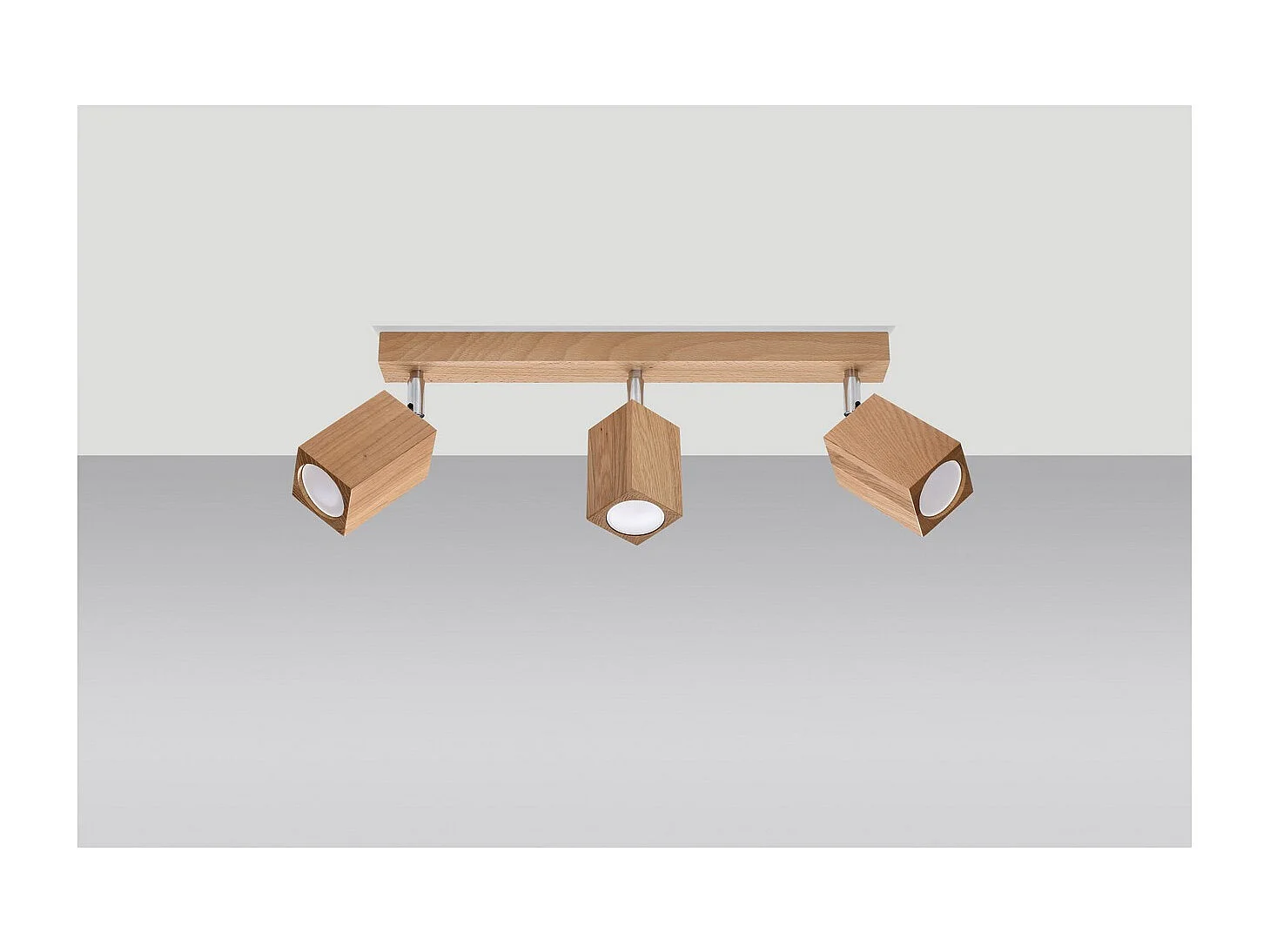 Sollux Lighting Keke Barre de spots de plafond carrée en chêne, bois, 3x GU10