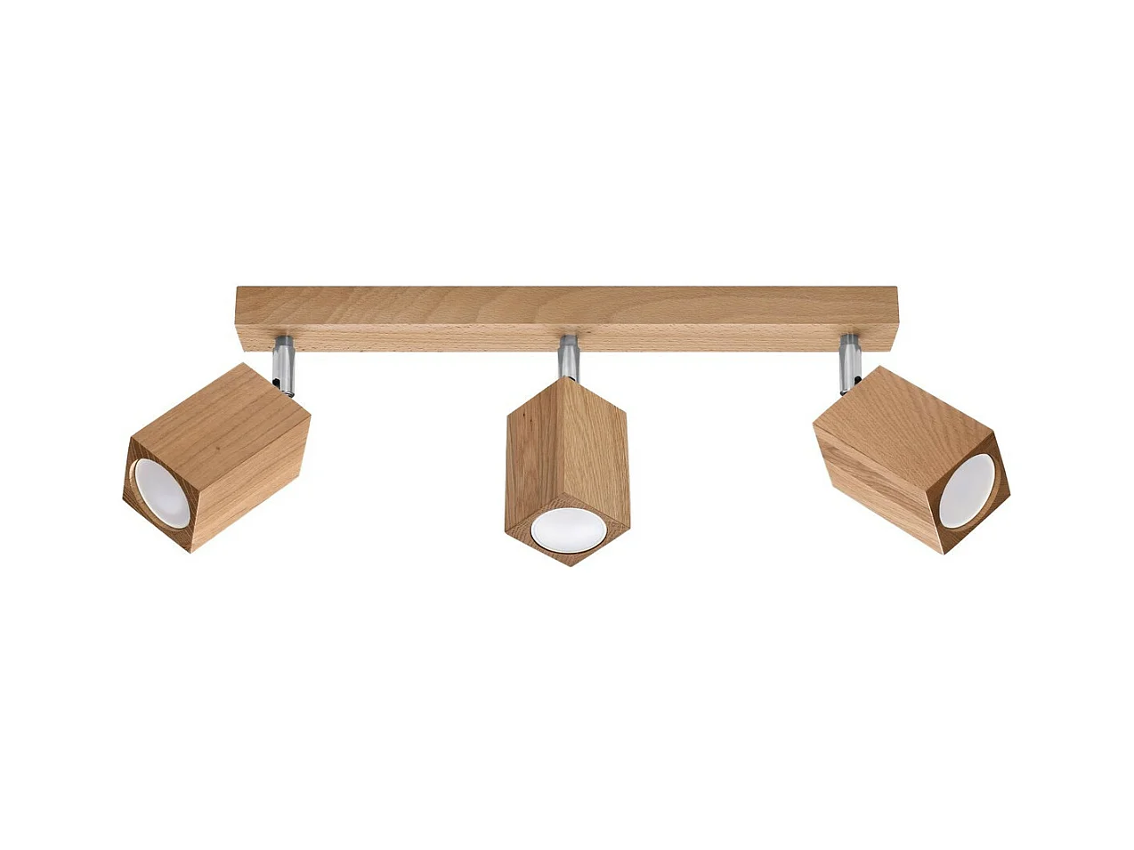 Sollux Lighting Keke Barre de spots de plafond carrée en chêne, bois, 3x GU10