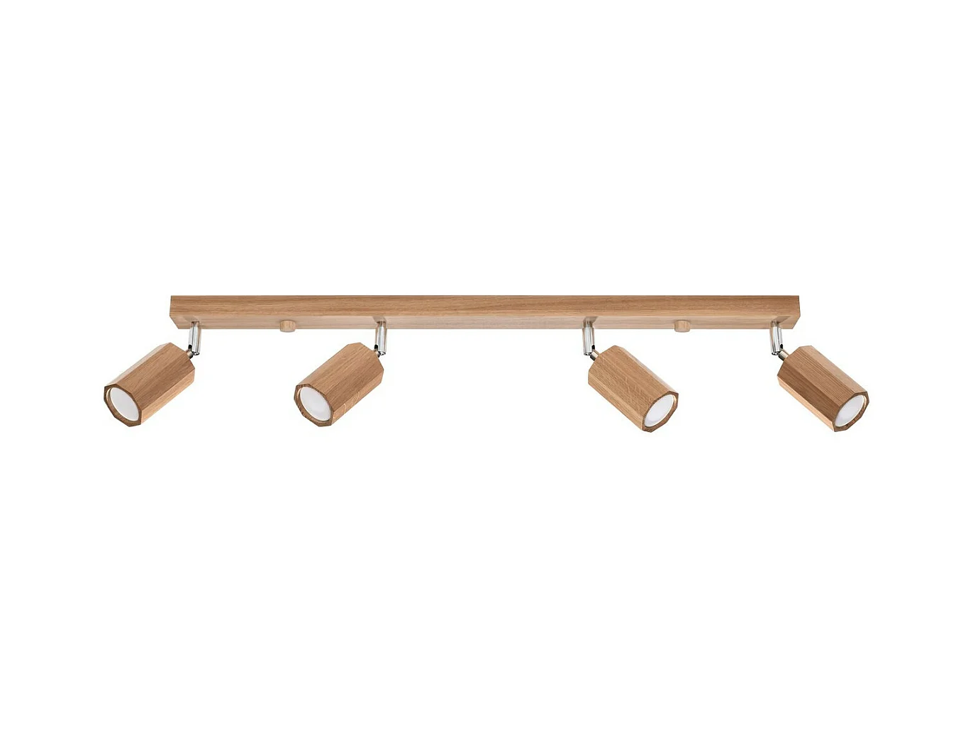Sollux Lighting Zeke Barre de spots de plafond octogone en chêne, bois, 4x GU10