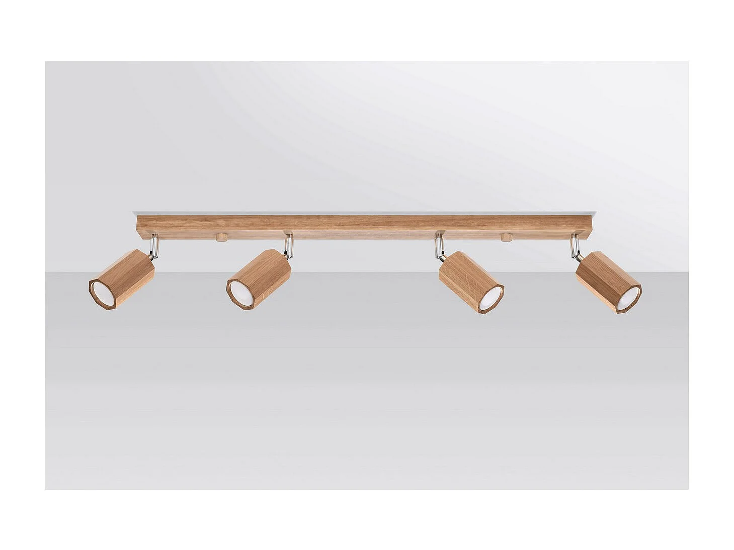 Sollux Lighting Zeke Barre de spots de plafond octogone en chêne, bois, 4x GU10