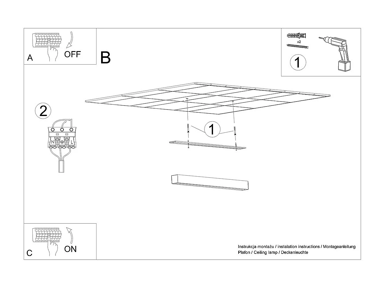 Sollux PINNE Plafonnier Linéaire LED 95cm Intégré Blanc 3000K