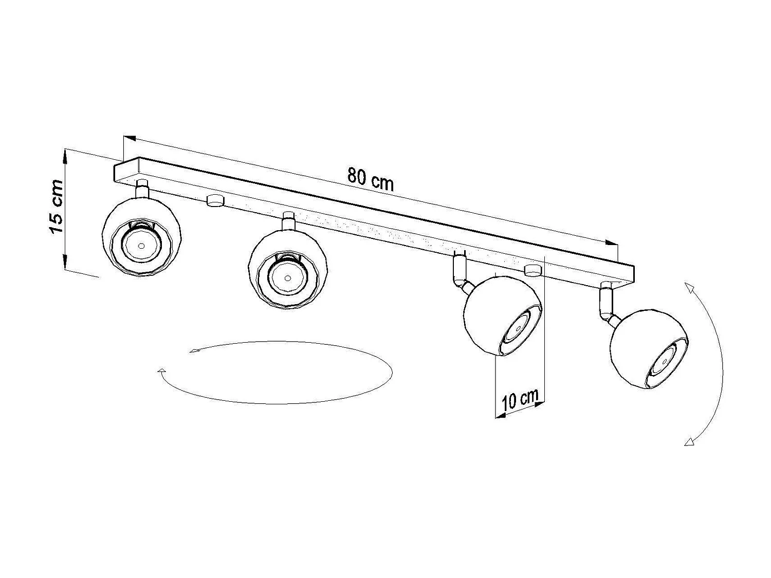 Plafondlampen Oculare Modern Van  - 4 Lichtbronnen - L.80 X H.16 Cm - Wit
