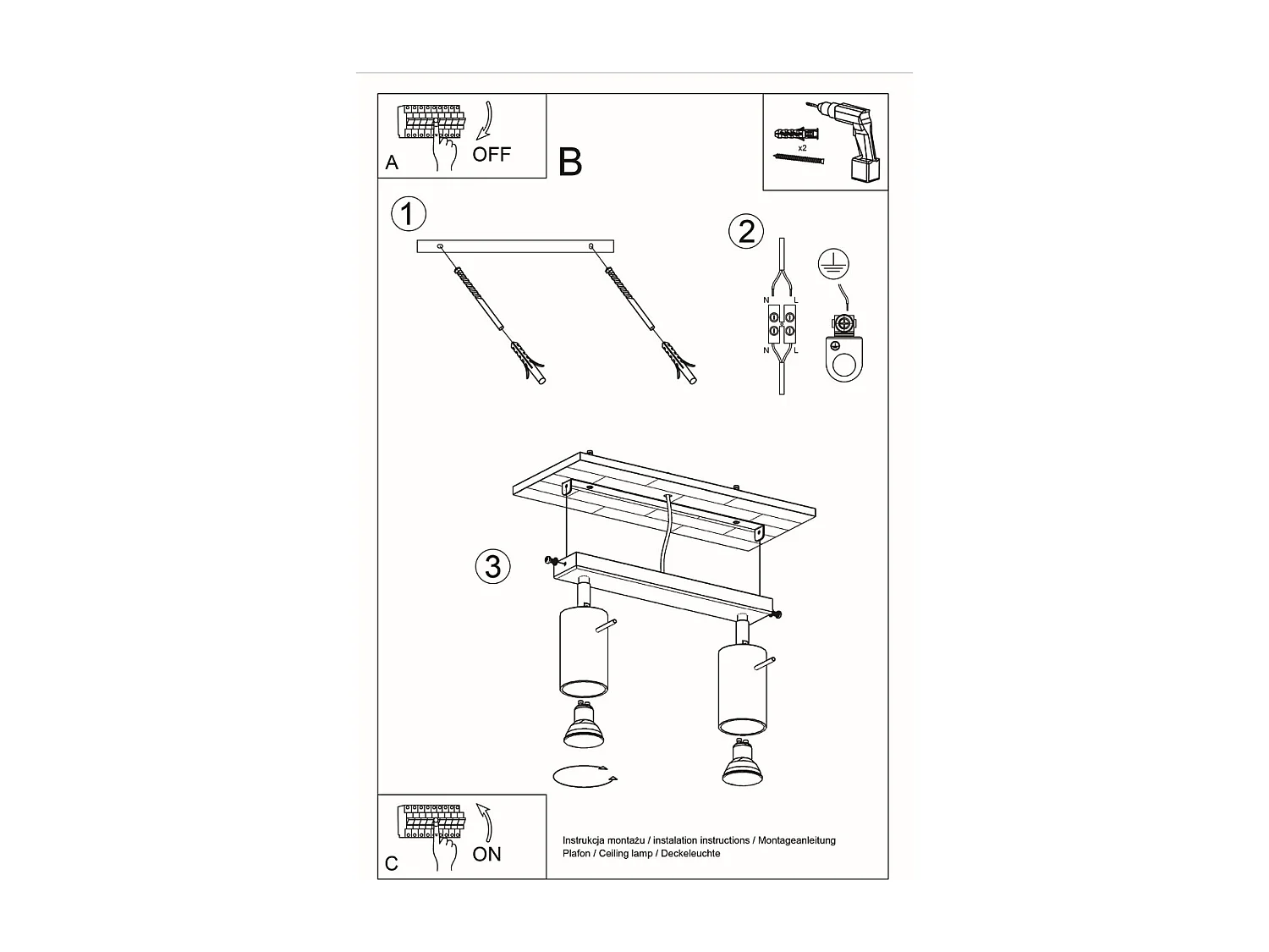 Sollux BERG Spot Twin Flush Light Bois Naturel GU10