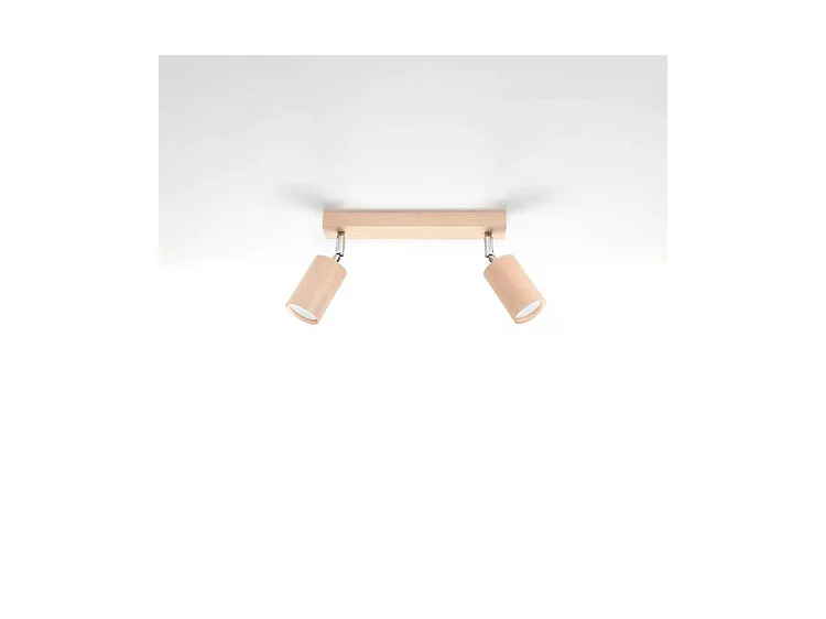 Plafondlampen Berg Scandinavisch Van  - 2 Lichtbronnen - L.30 X H.20 Cm - Natuurlijk Hout