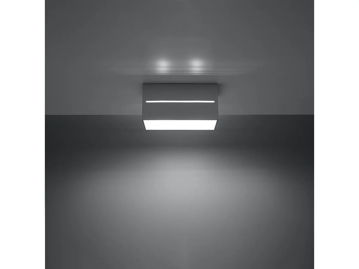 Plafonniers Lobo Moderne En Aluminium - 2 Sources Lumineuses - L.20 X H.10 Cm - Gris