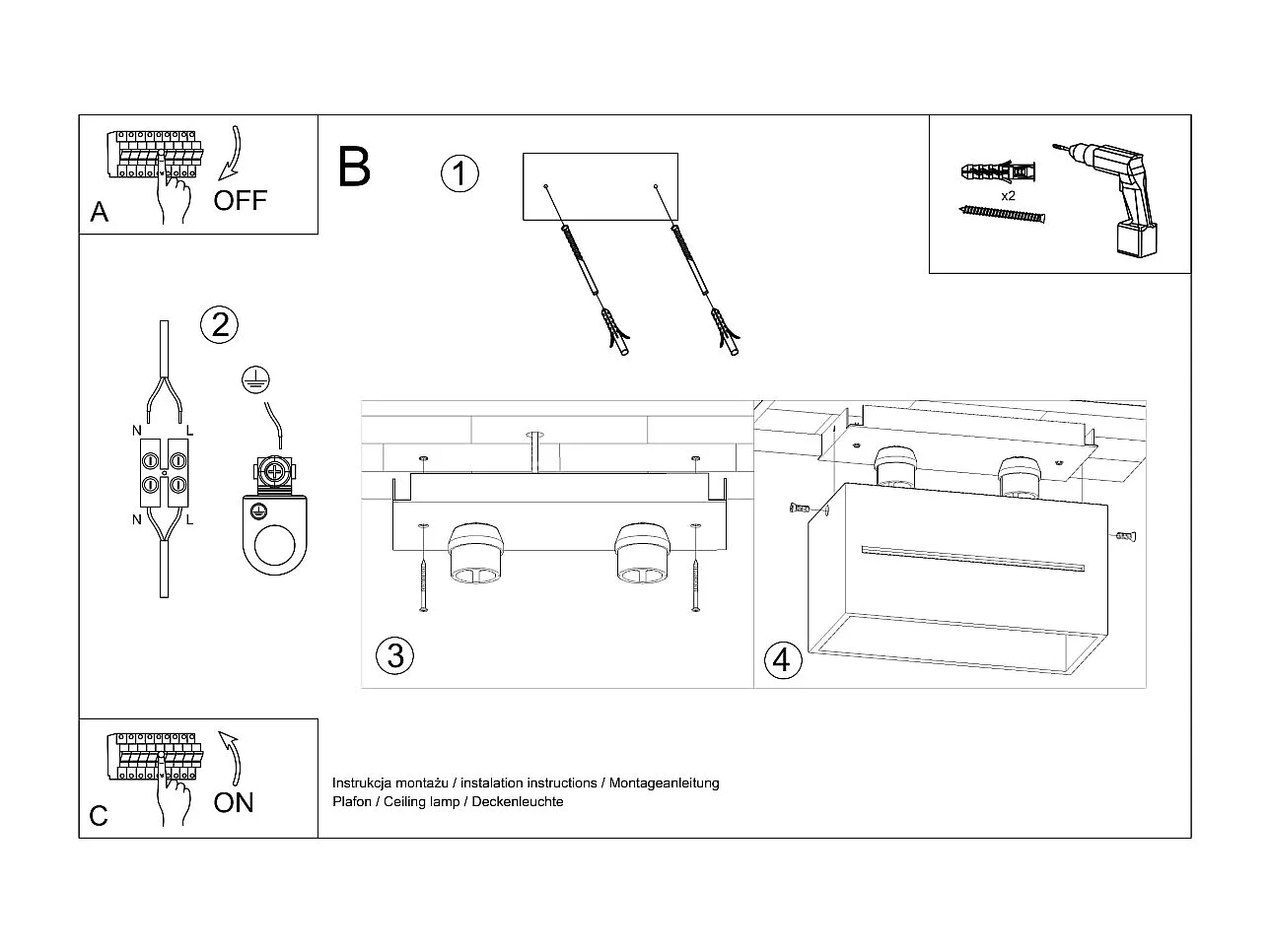 Plafonniers Lobo Moderne En Aluminium - 2 Sources Lumineuses - L.20 X H.10 Cm - Gris
