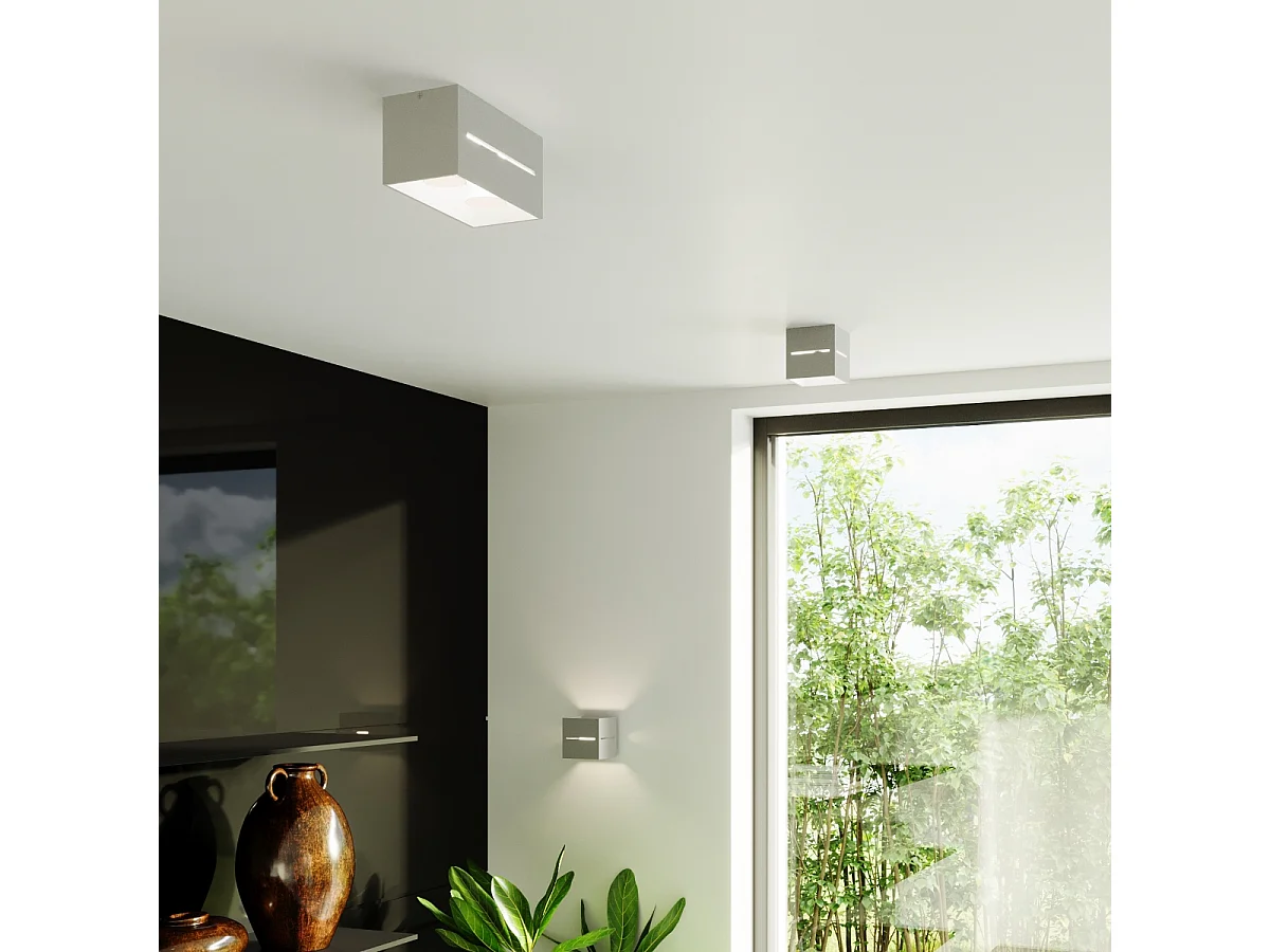 Lampada da soffitto LOBO moderno di alluminio - 2 sorgenti luminose - L.20 x A.10 cm - grigio