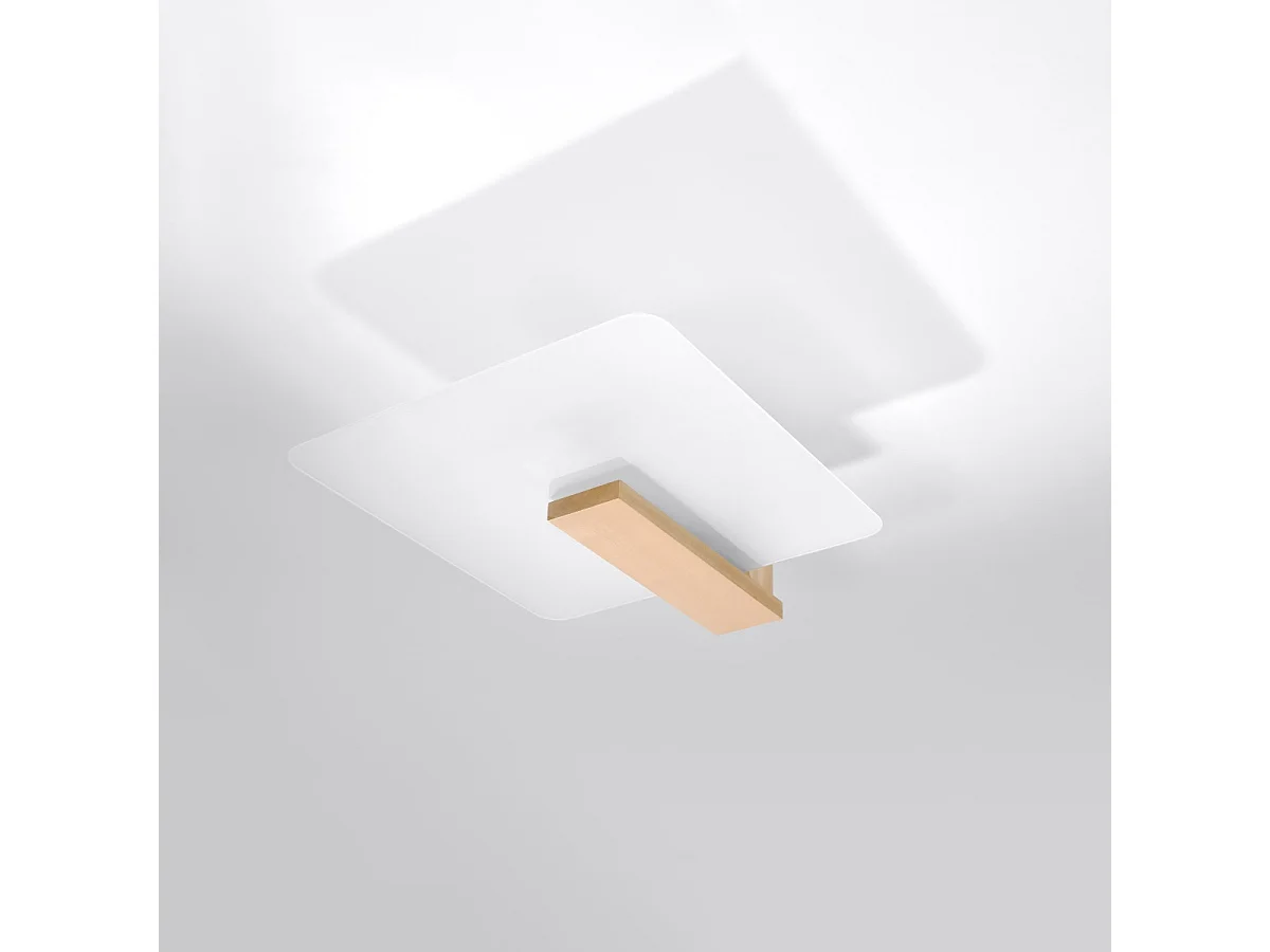 Plafondlampen Lappo Scandinavisch Van  - 2 Lichtbronnen - L.40 X H.47,5 Cm - Natuurlijk Hout