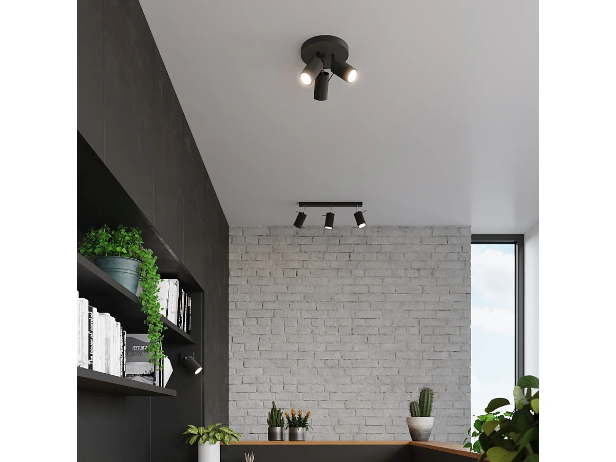 Sollux Lighting Ring Grupos de focos de techo, negro, 3x GU10