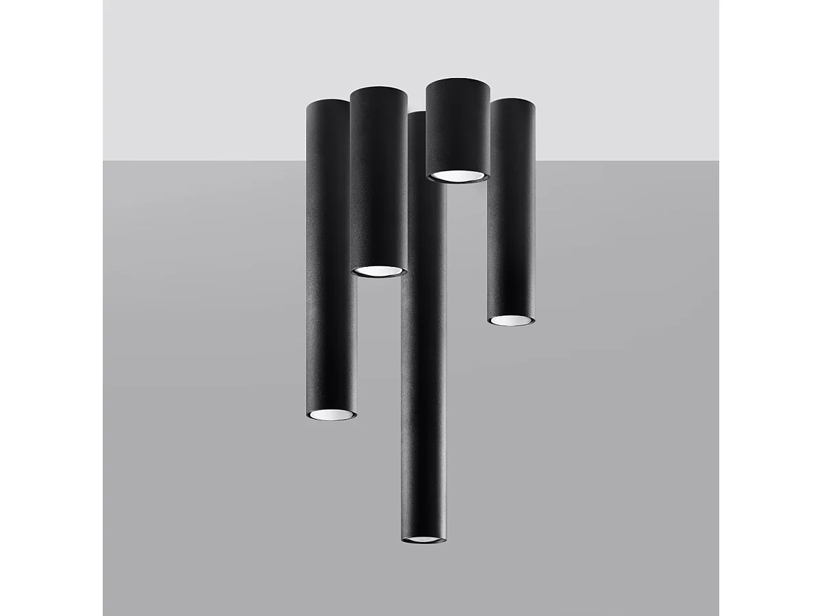 Plafondlampen Lagos Modern Van  - 1 Lichtbronnen - L.6 X H.60 Cm - Zwart