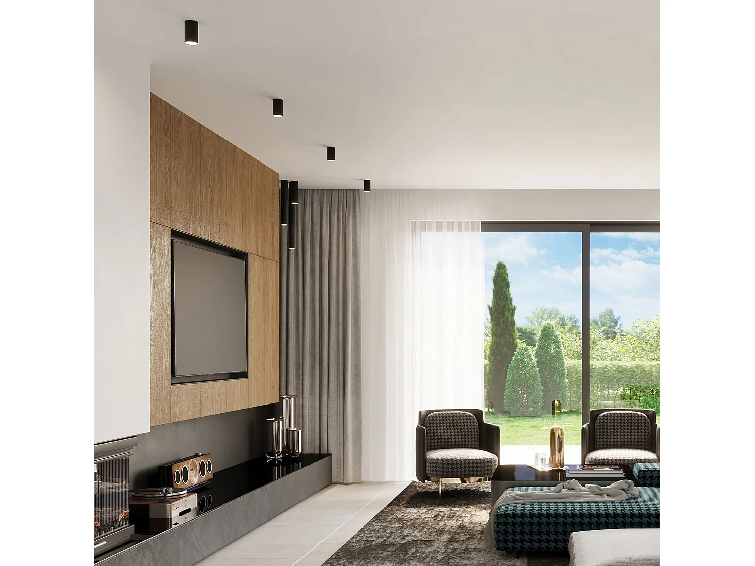 Plafondlampen Lagos Modern Van  - 1 Lichtbronnen - L.6 X H.60 Cm - Zwart