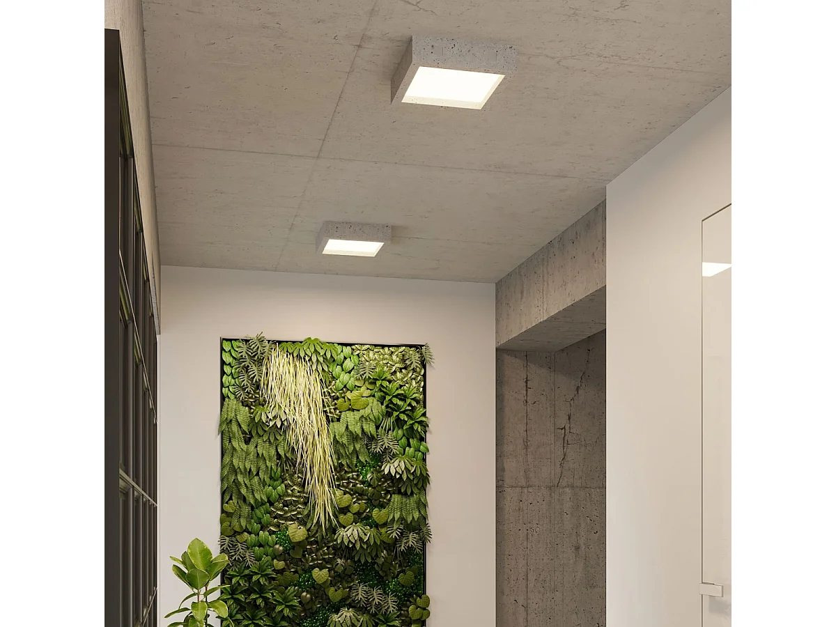 Sollux Lighting Riza Plafonnier encastré gris béton, 33 cm