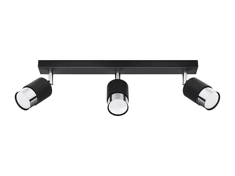 Sollux Lighting Nero Barre de spots de plafond, noir/chrome, 3x GU10