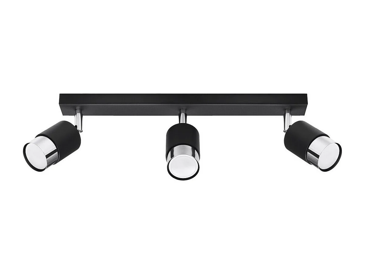 Sollux Lighting Nero Barre de spots de plafond, noir/chrome, 3x GU10