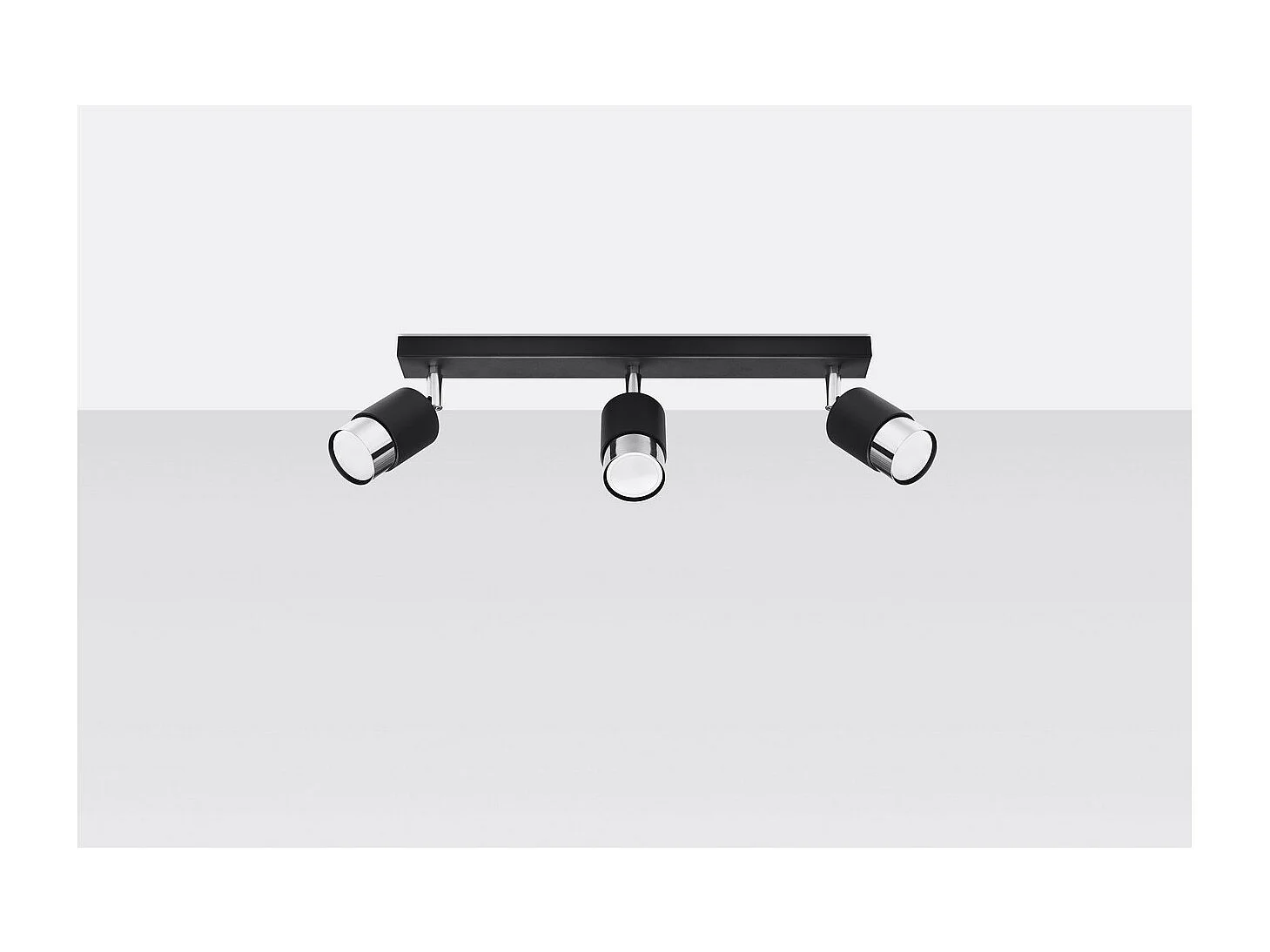 Sollux Lighting Nero Barre de spots de plafond, noir/chrome, 3x GU10