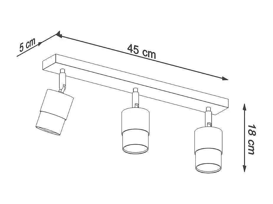 Sollux Lighting Nero Barre de spots de plafond, noir/chrome, 3x GU10