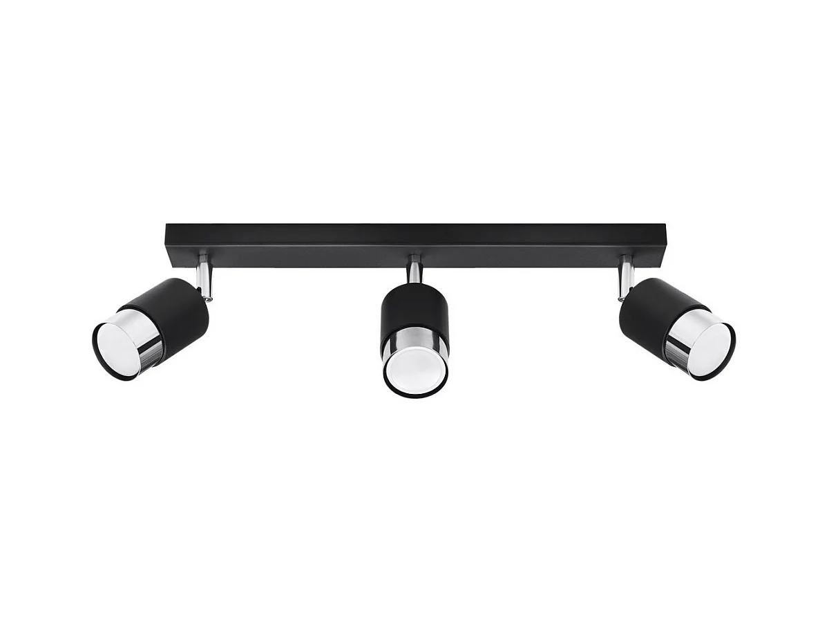 Sollux Lighting Nero Barre de spots de plafond, noir/chrome, 3x GU10