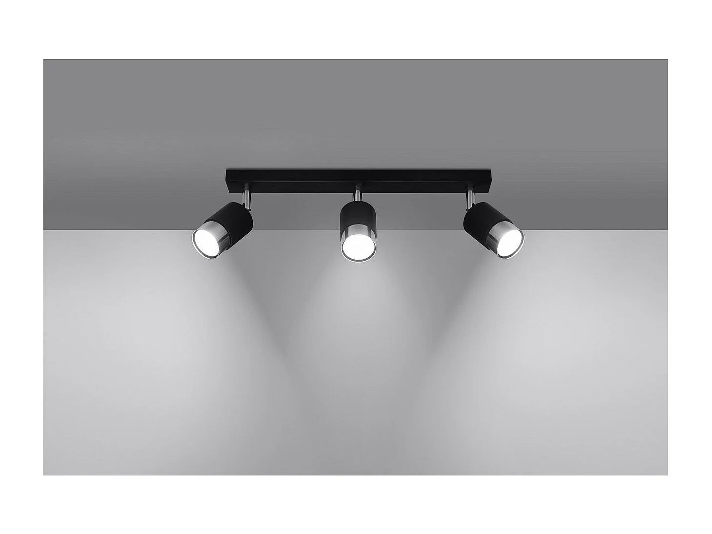 Sollux Lighting Nero Faretto da soffitto a barra, nero/cromo, 3x GU10