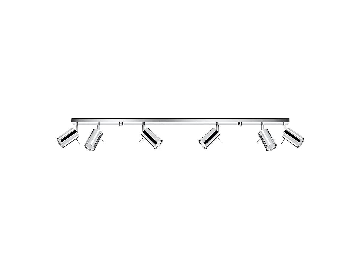 Lampade Da Soffitto Ring Moderno Di Acciaio - 6 Sorgenti Luminose - L.118 X A.16 Cm - Cromo