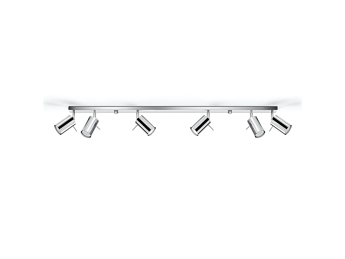 Lampade Da Soffitto Ring Moderno Di Acciaio - 6 Sorgenti Luminose - L.118 X A.16 Cm - Cromo