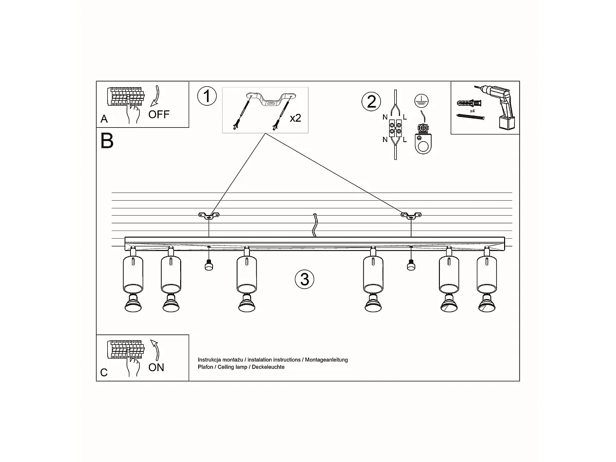 Lampade Da Soffitto Ring Moderno Di Acciaio - 6 Sorgenti Luminose - L.118 X A.16 Cm - Cromo