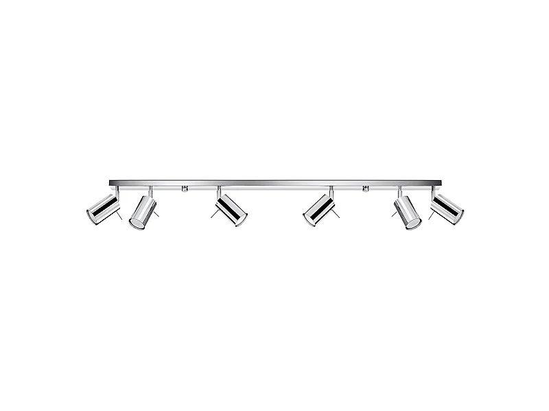 Lampade Da Soffitto Ring Moderno Di Acciaio - 6 Sorgenti Luminose - L.118 X A.16 Cm - Cromo