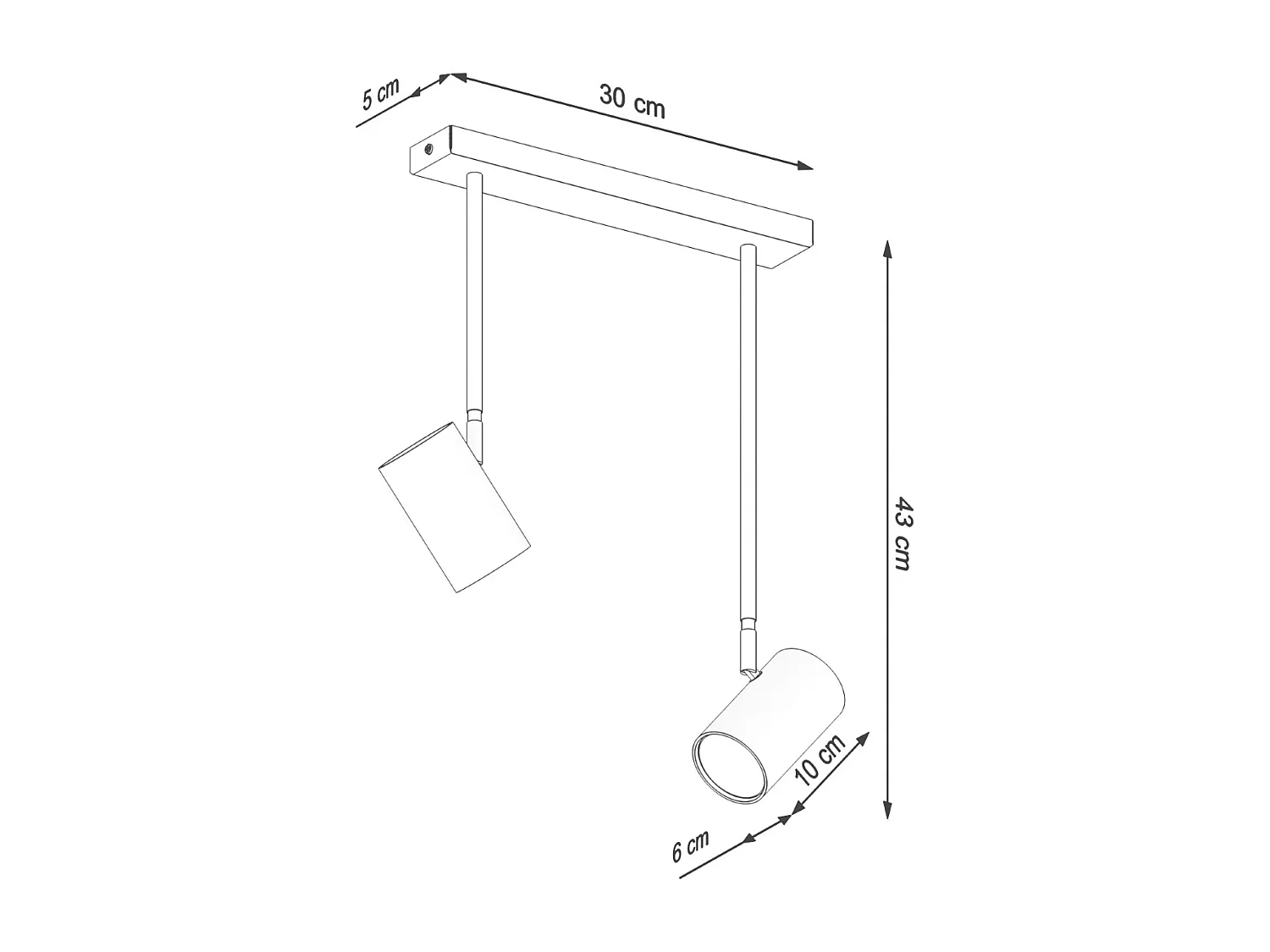 Sollux Lighting Norano Faretto doppio da soffitto, nero, 2x GU10